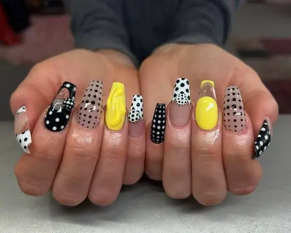 Polka Dot and Jelly Coffin Nails Polka Dot and Jelly Coffin Nails — Coffin Nail Designs