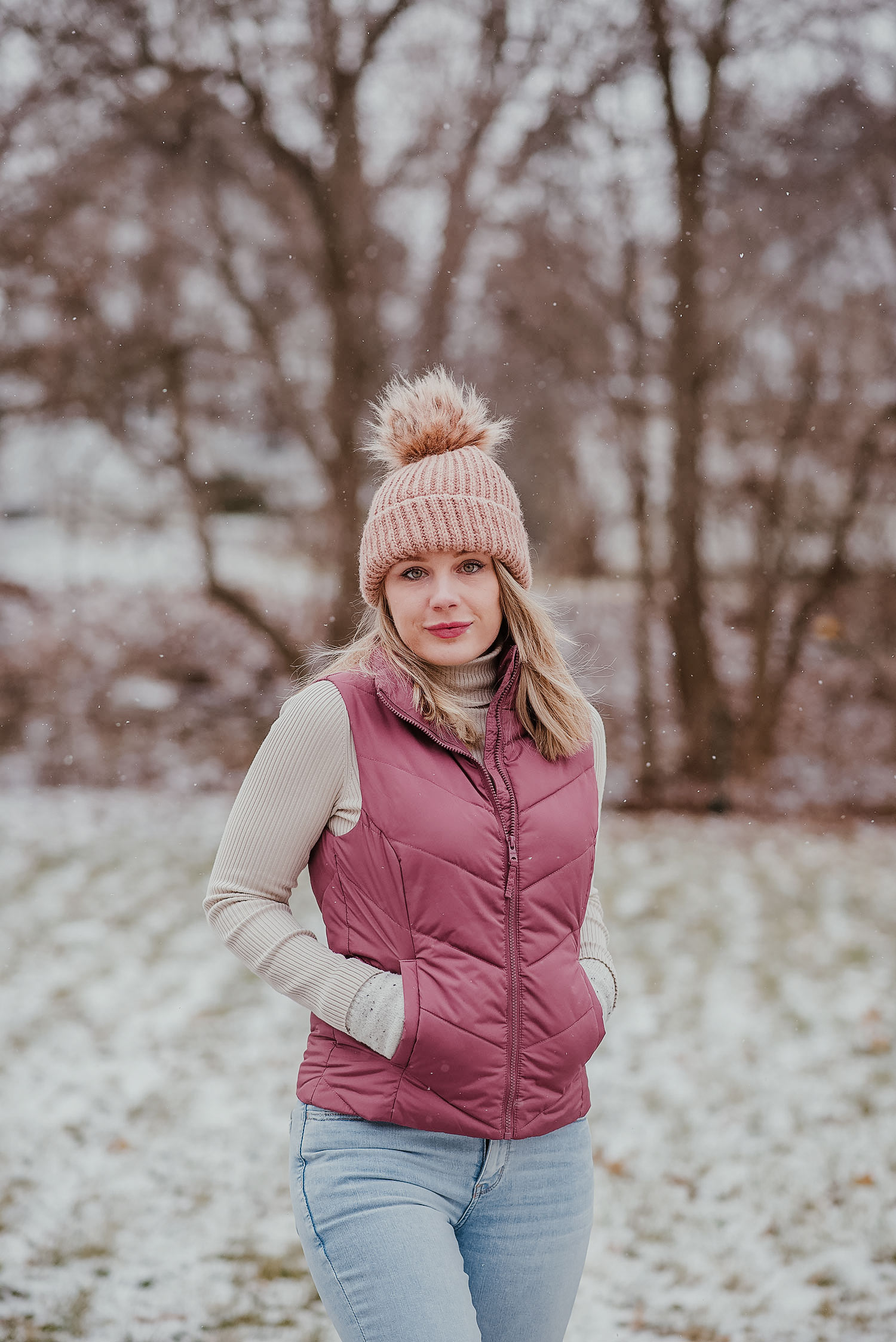 Rose Puffer Vest with Beanie Rose Puffer Vest with Beanie — Puffer Vest Outfits
