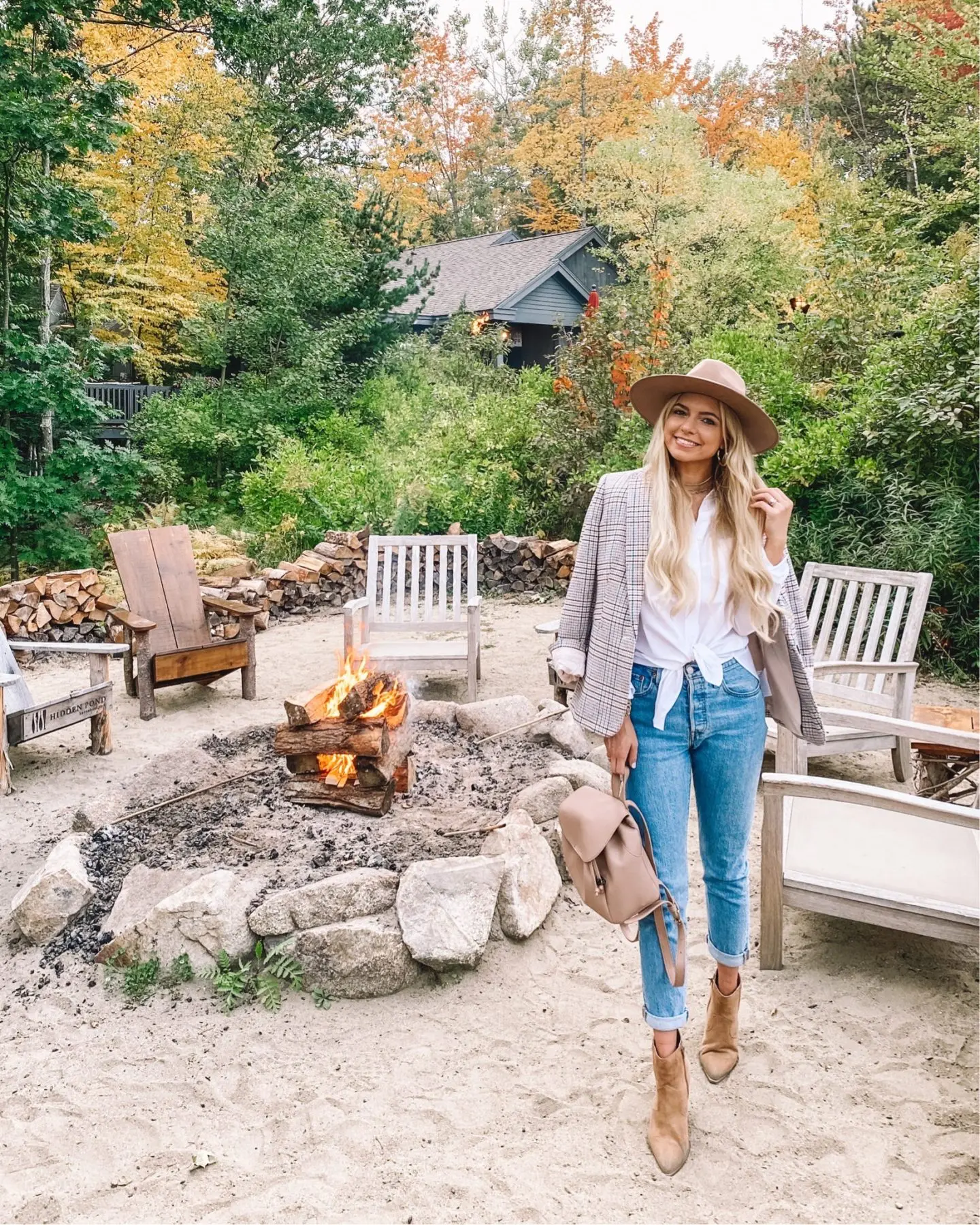 Tan Suede Ankle Boots with Straight Leg Jeans and Plaid Blazer Tan Suede Ankle Boots with Straight Leg Jeans and Plaid Blazer — Suede Boots Outfits