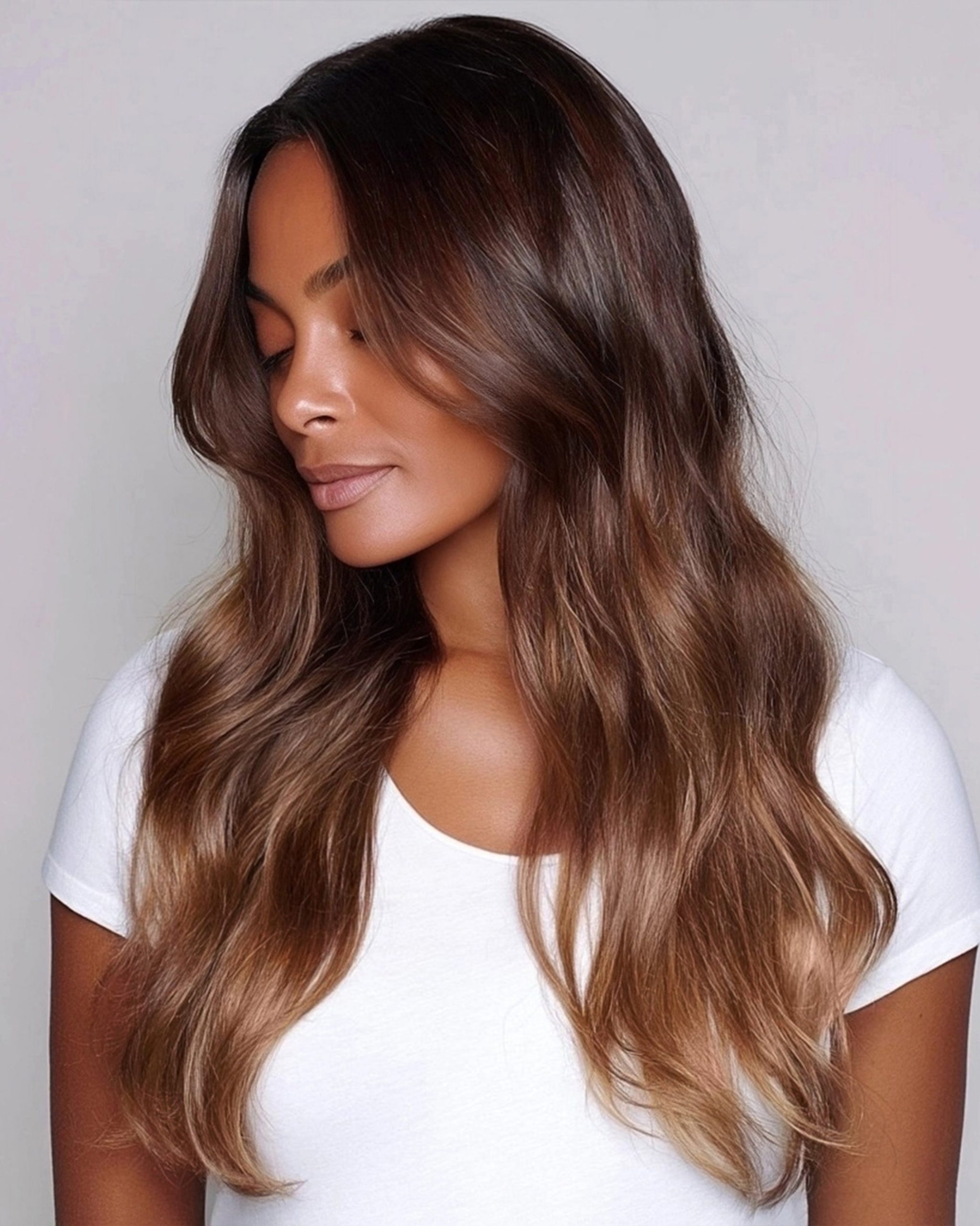 Dark Chestnut Ombre With Curtain Bangs Dark Chestnut Ombre With Curtain Bangs — Chestnut Brown Hair