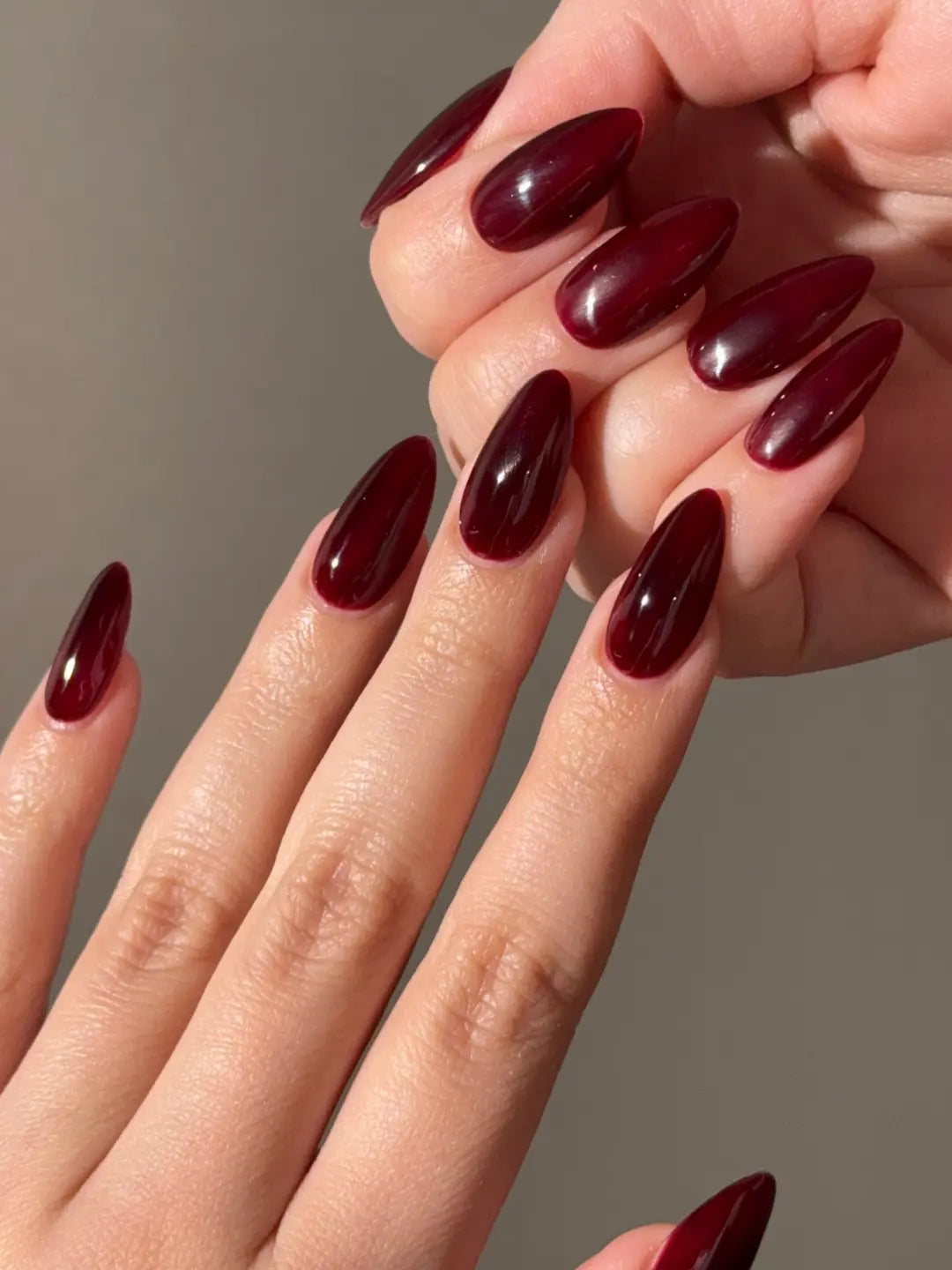 Translucent Dark Cherry Jelly Ovals — Black Cherry Nails