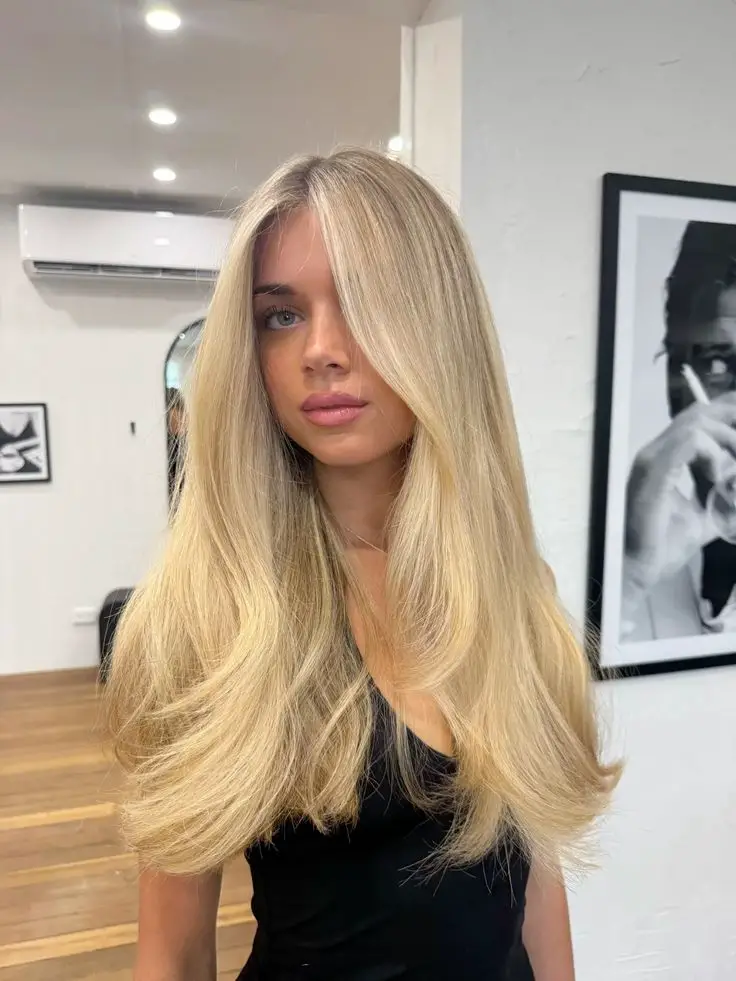 Voluminous Blonde Hair with Black Tank Top Voluminous Blonde Hair with Black Tank Top — Blonde Hair Colour
