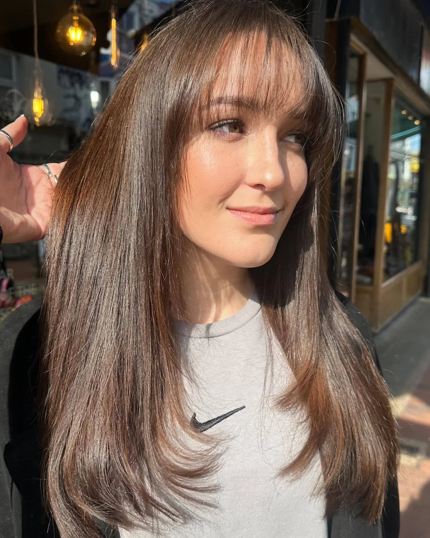 Collarbone Lob With Curtain Bangs Collarbone Lob With Curtain Bangs — Winter Hairstyles for Thick Hair