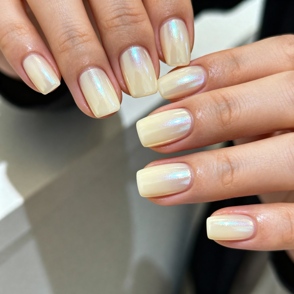 Pale Yellow Pearlescent Shimmer Pale Yellow Pearlescent Shimmer — Winter Nails