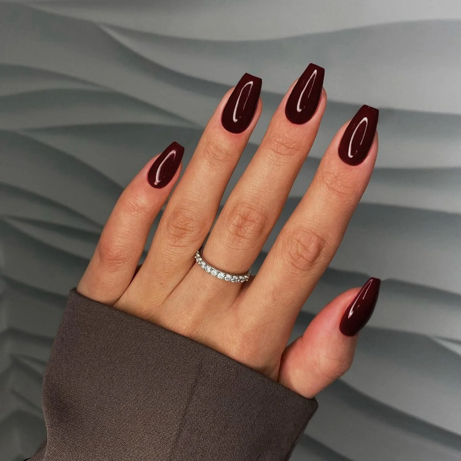 Deep Dark Burgundy Coffin Nails Deep Dark Burgundy Coffin Nails — Winter Nail Colors
