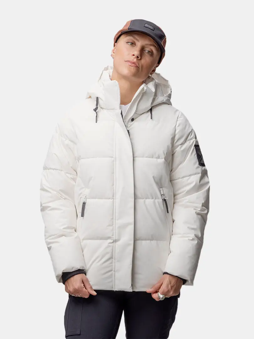 Oversized White Puffer with Baseball Cap — Winter Jackets for Women