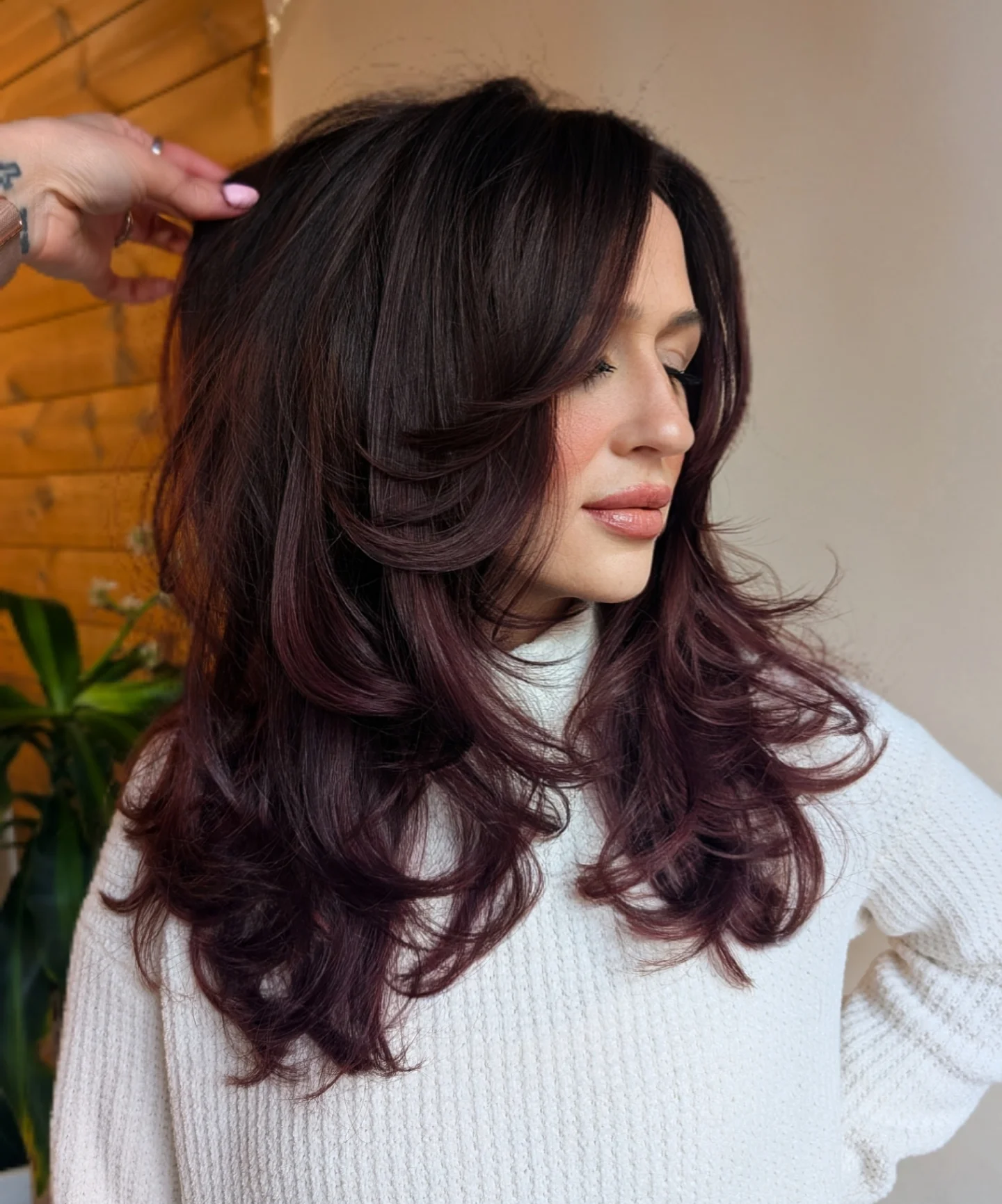 Dark Brown With Cherry Red Balayage Dark Brown With Cherry Red Balayage — Cherry Cola Hair Color