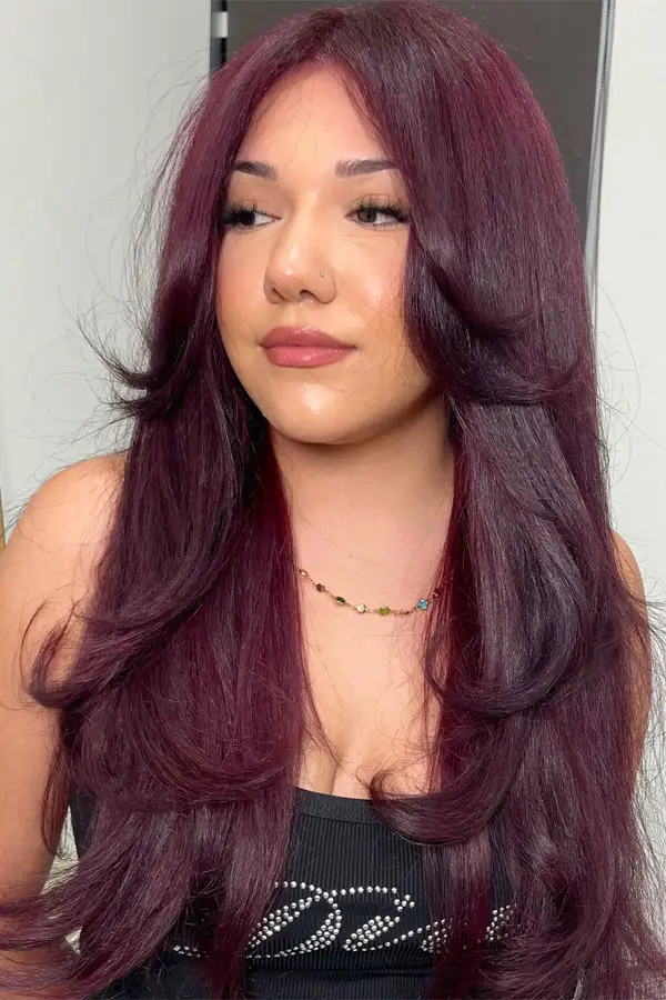 Mid-Back Visual Idea Mid-Back Visual Idea — Burgundy Hair Color