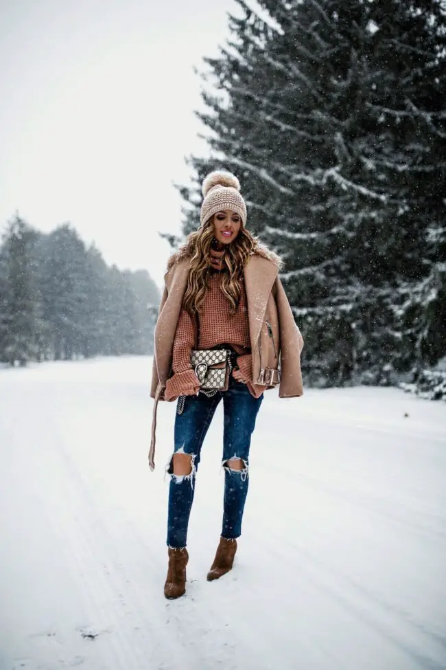 Layered Knits with a Moto Jacket and Ripped Jeans Layered Knits with a Moto Jacket and Ripped Jeans — Cute Winter Outfits