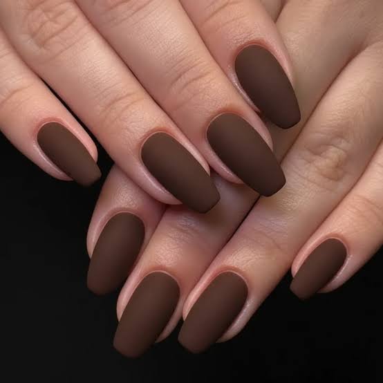 Long Coffin Deep Matte Brown Long Coffin Deep Matte Brown — Winter Matte Nails