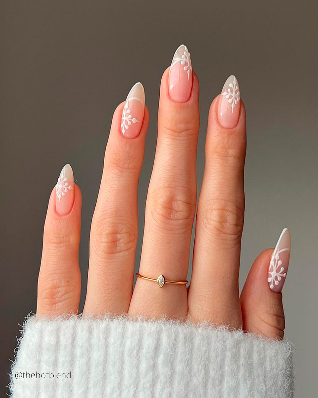 Sheer Pink Snowflake Tip Nails Sheer Pink Snowflake Tip Nails — Winter Formal Nails