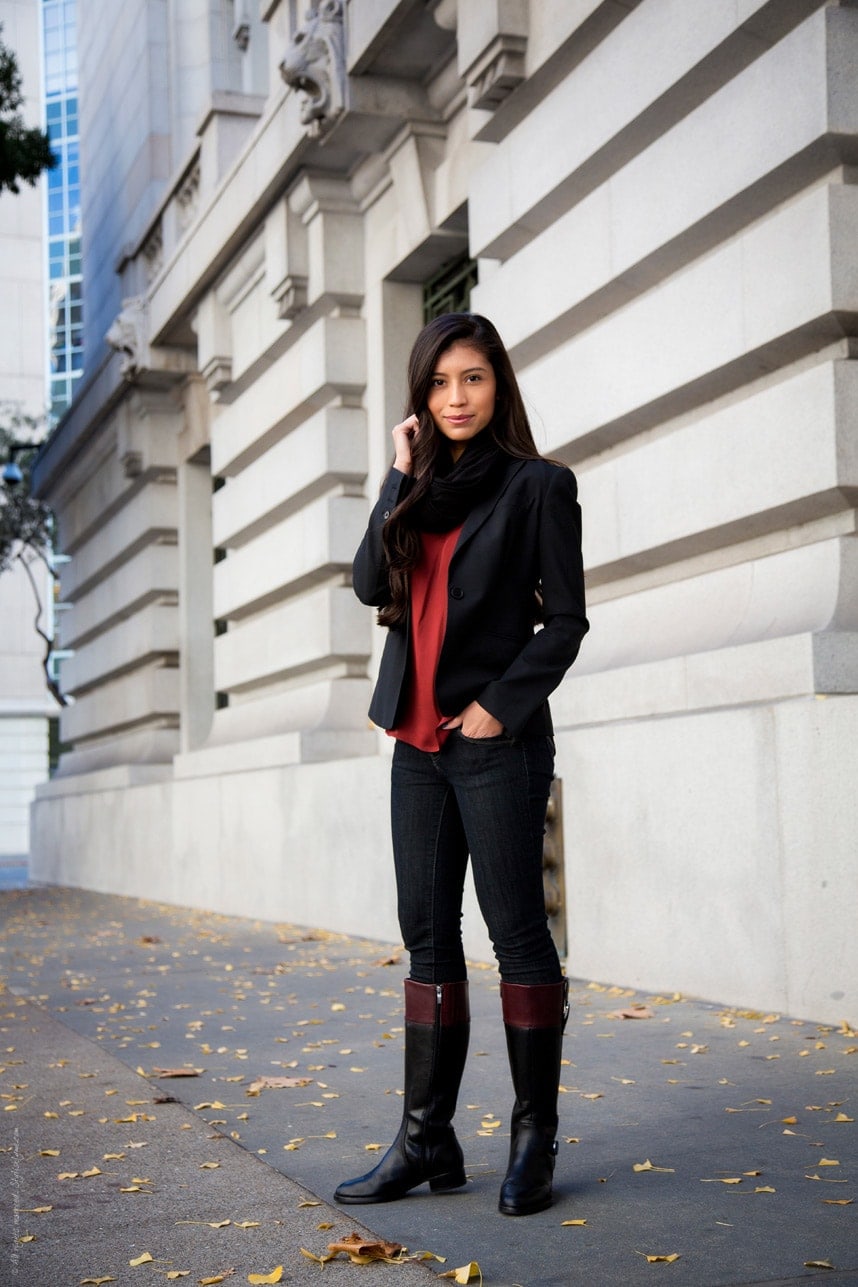 Ripped Jeans and Plaid Flannel with Black Knee-High Boots Ripped Jeans and Plaid Flannel with Black Knee-High Boots — Riding Boots Outfits