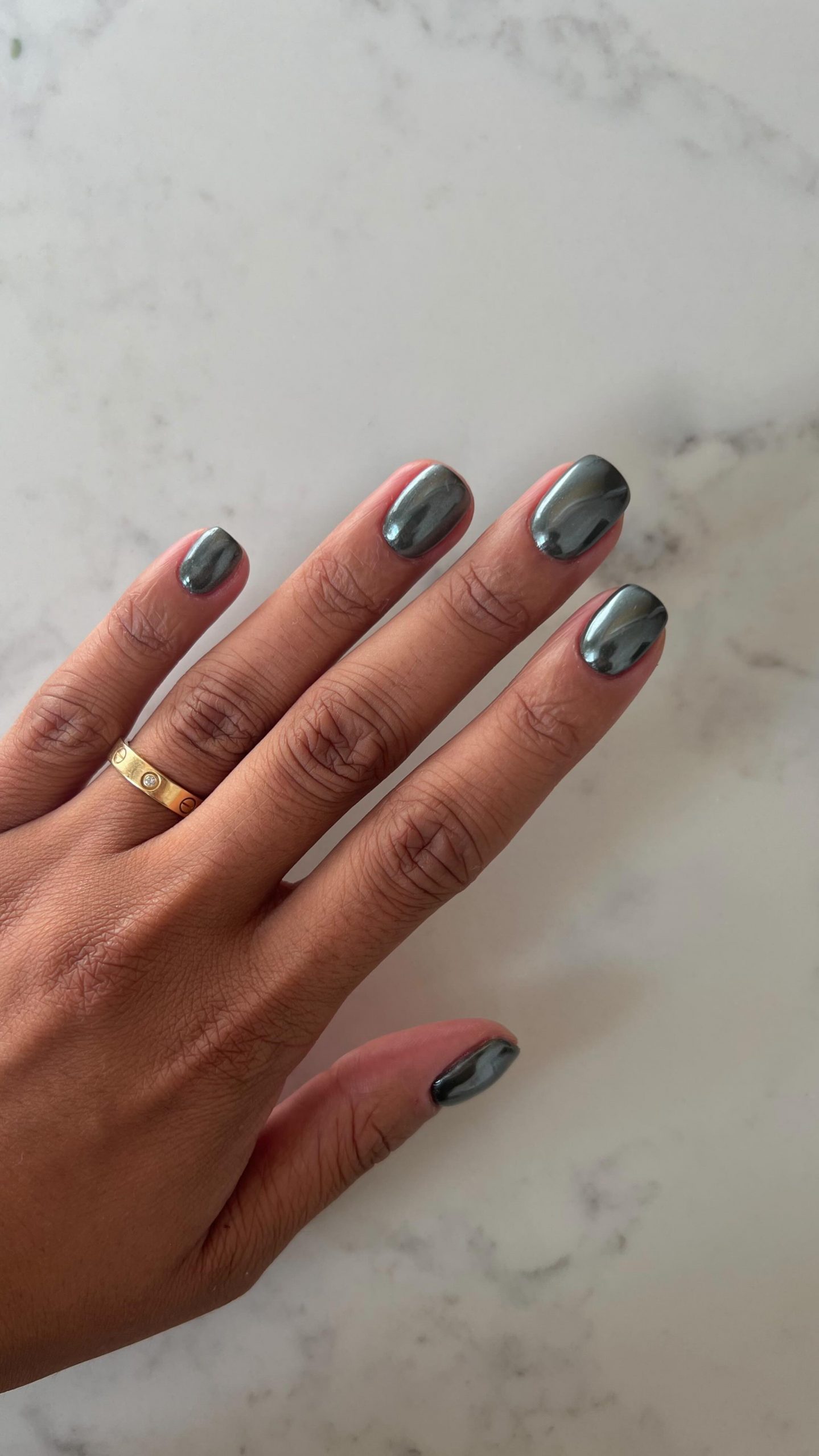 Gunmetal Grey Chrome Squares Gunmetal Grey Chrome Squares — Winter Chrome Nails
