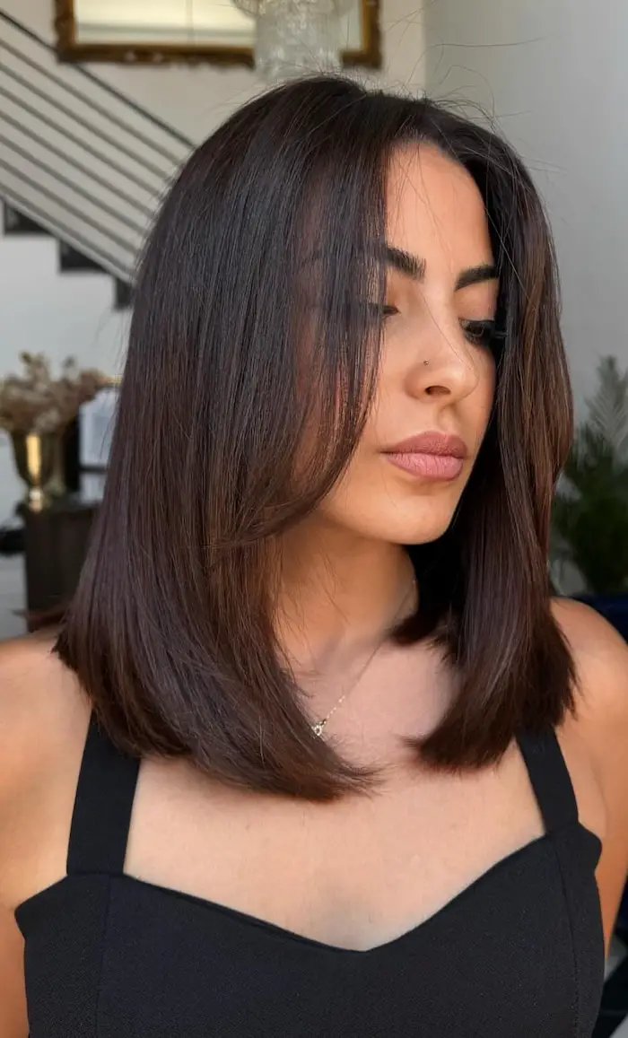 Espresso Long Bob With Face-Framing Espresso Long Bob With Face-Framing — Espresso Brown Hair