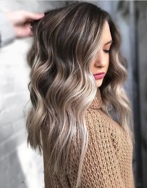 Dark Brown with Ash Blonde Balayage Dark Brown with Ash Blonde Balayage — Winter Brown Hair Colors