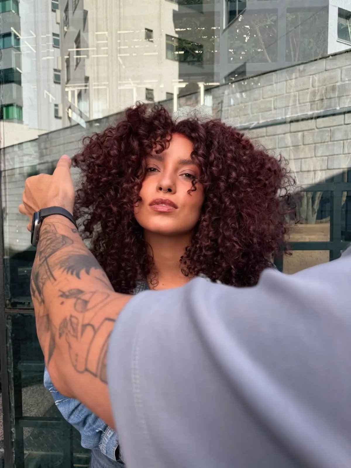 Rich Burgundy Red Defined Curls Rich Burgundy Red Defined Curls — Winter Auburn Hair Color