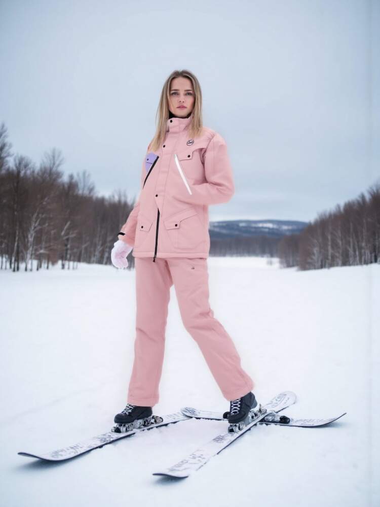 Full Pink Ski Suit for Winter Sports — Winter Workout Outfits