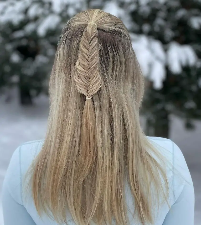 Ash Blonde Fishtail Braid Ash Blonde Fishtail Braid — Winter Half Up Half Down Hairstyles