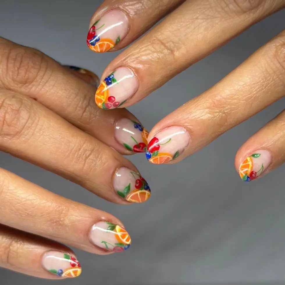Short Square Fruit Art Nails Short Square Fruit Art Nails — Nail Art Ideas