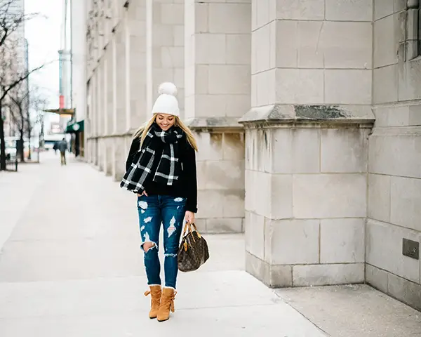 Coordinated Casual: Plaid Scarf and Beanie Set Coordinated Casual: Plaid Scarf and Beanie Set — Chicago Winter Outfits