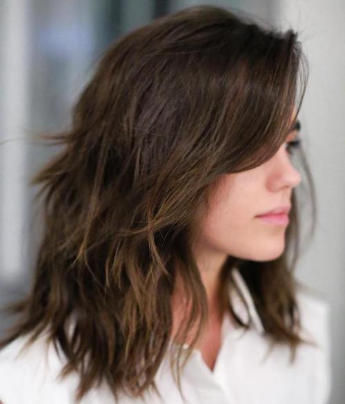 Layered Shag With Side-Swept Bangs Layered Shag With Side-Swept Bangs — Winter Hairstyles for Thick Hair