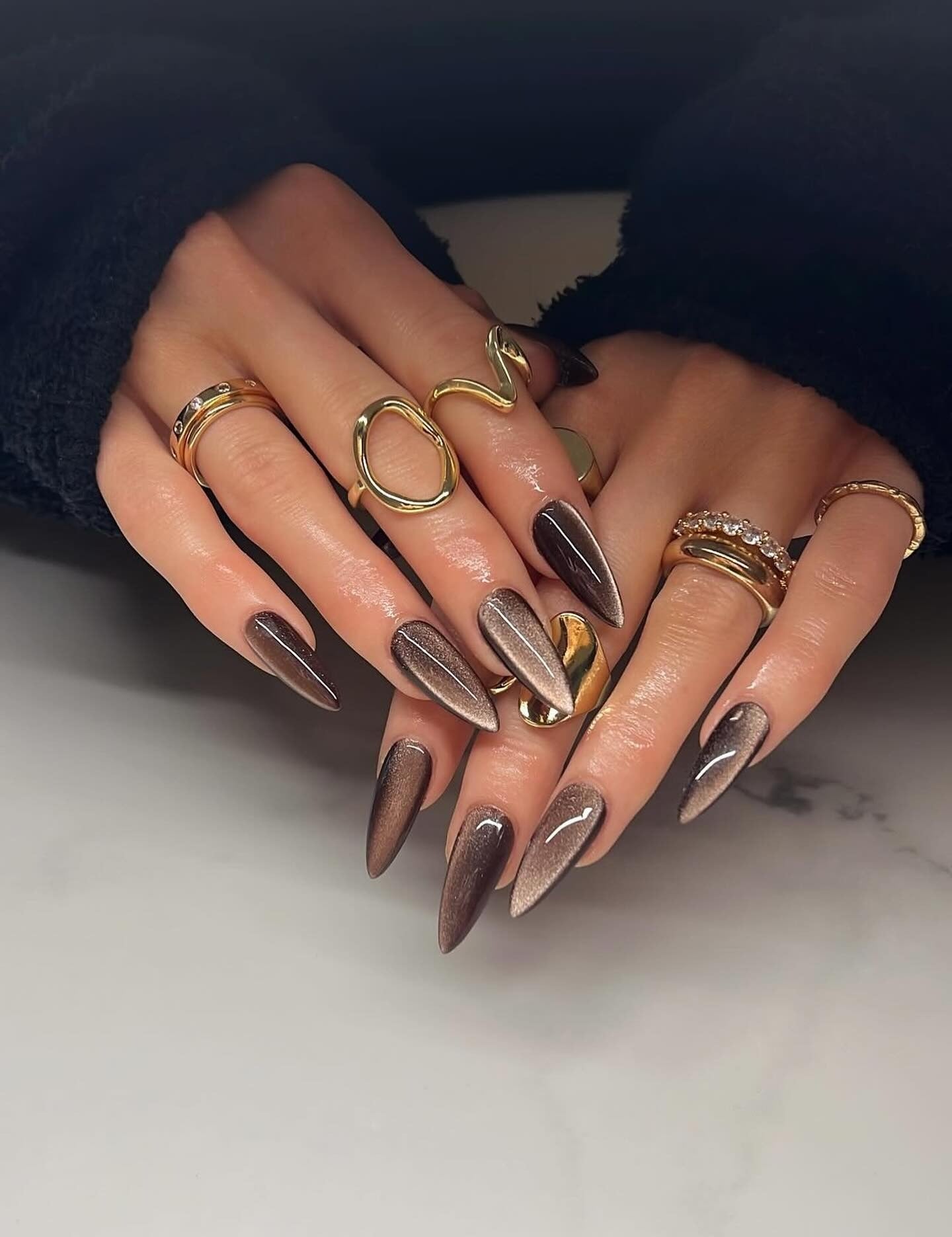 Cat-Eye Metallic Sheen Visual Idea Cat-Eye Metallic Sheen Visual Idea — Chocolate Brown Nails