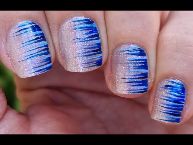 Playful Blue Stripes and Snowflake Playful Blue Stripes and Snowflake — Winter Glitter Nails