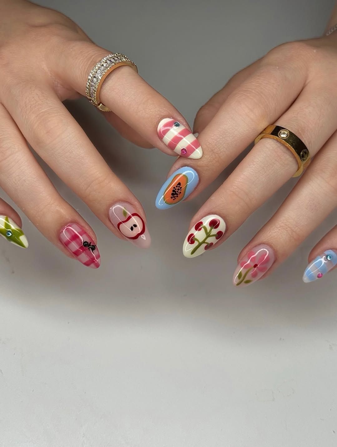Playful Mixed Art Stiletto Nails Playful Mixed Art Stiletto Nails — Nail Art Ideas