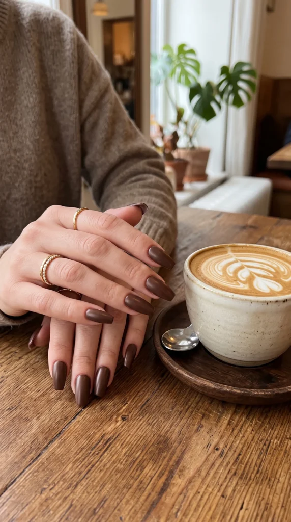 Matte Deep Mocha Coffin Nails Matte Deep Mocha Coffin Nails — Mocha Nails