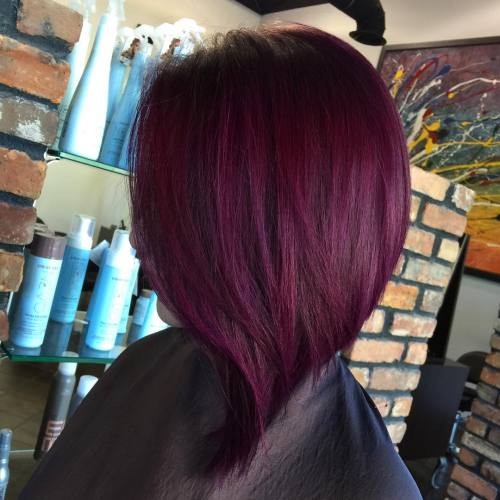 Deep Rich Plum Angled Bob Deep Rich Plum Angled Bob — Plum Hair Color