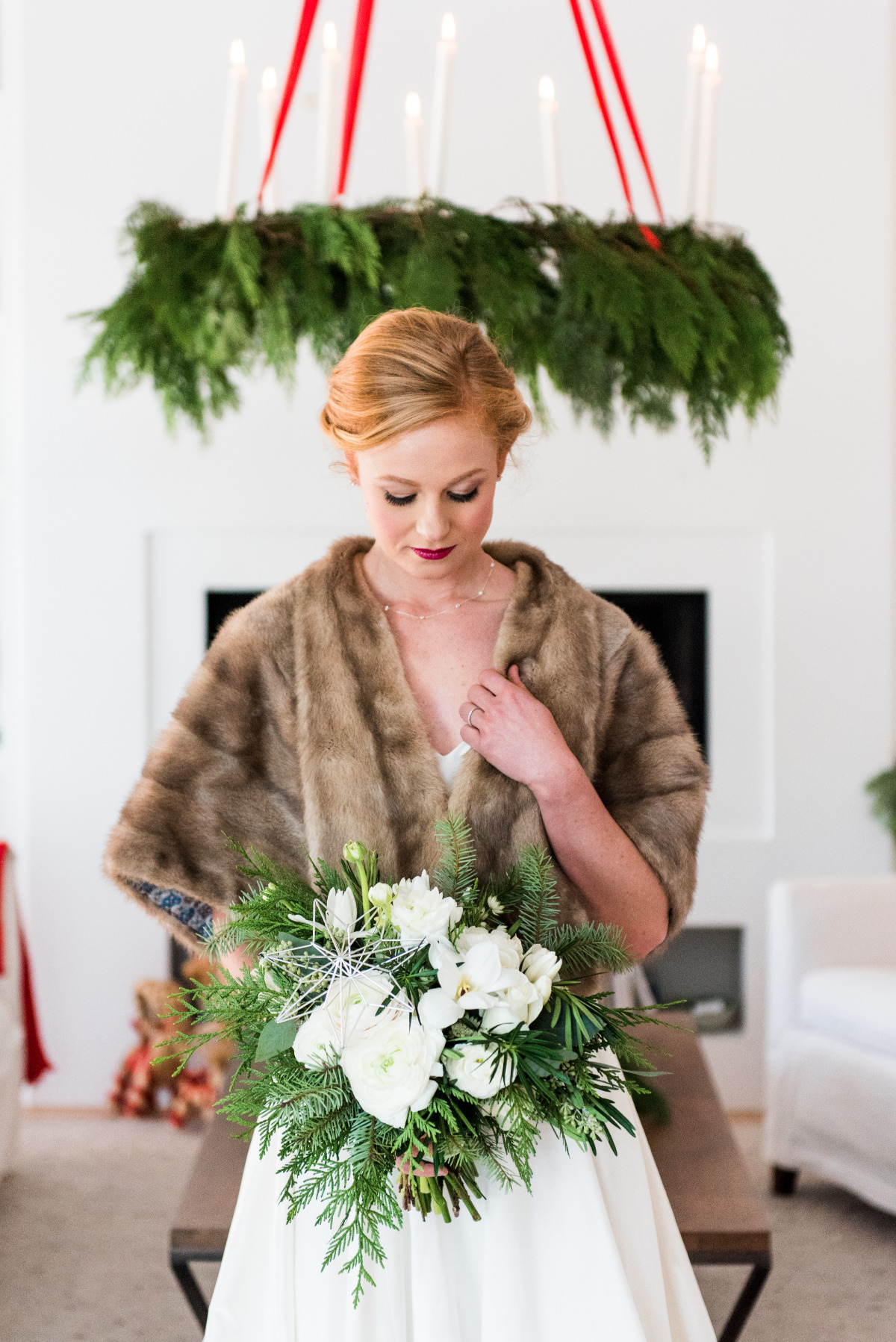 Winter Wedding Elegance with Faux Fur Stole — Scandinavian Winter Outfits