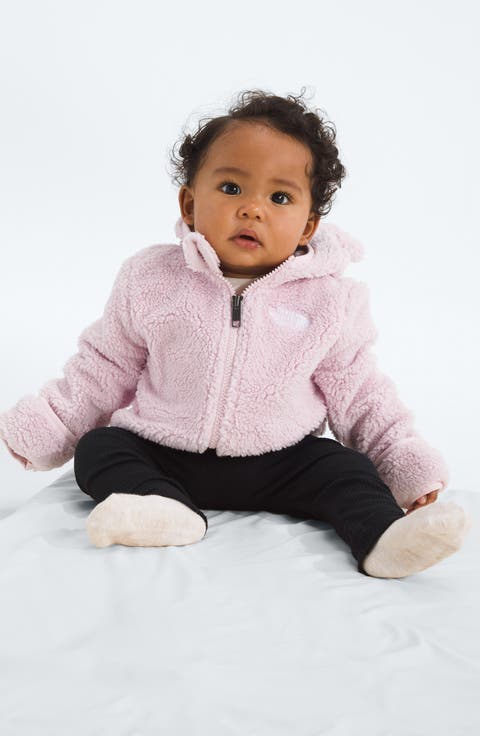 Pink Teddy Fleece Jacket and Black Leggings for Winter Casual — Winter Outfits for Kids