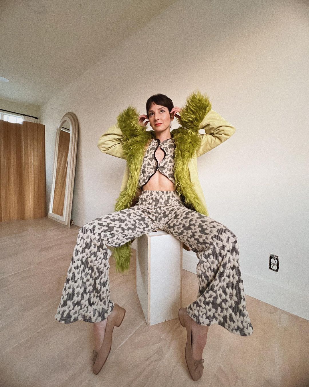 Vibrant Faux Fur Coat Over Matching Set Vibrant Faux Fur Coat Over Matching Set — Boho Winter Outfits