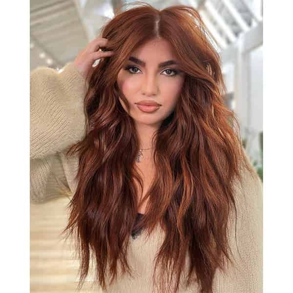 Copper Red Mid-Back Waves — Winter Hair Colors for Women Over 40