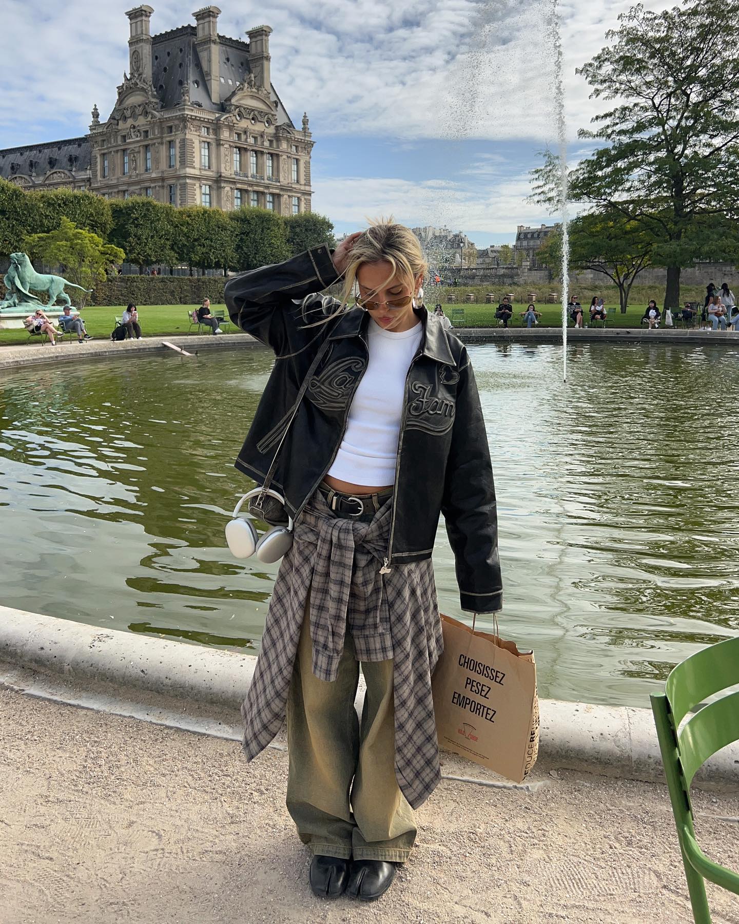 Layered Casual: Jacket, Plaid Shirt Tie, and Olive Wide-Leg Pants — Fall to Winter Outfits