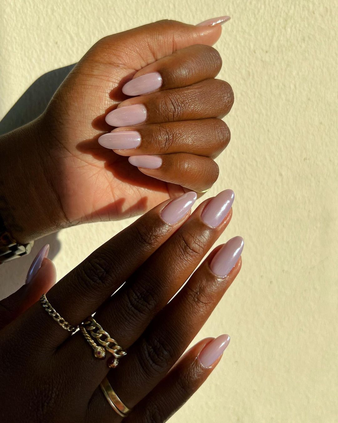 Light Lavender Pearlescent Stilettos Light Lavender Pearlescent Stilettos — Winter Nail Colors for Women Over 50