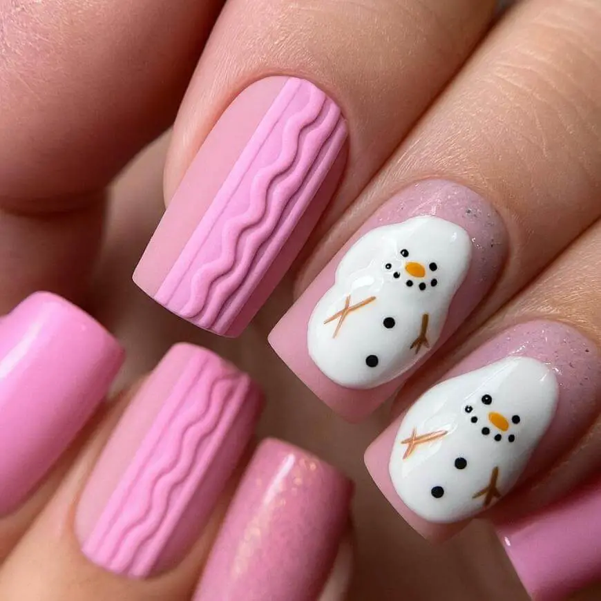 Pearlescent Pink & Red French Nails Pearlescent Pink & Red French Nails — Winter Pink Nails