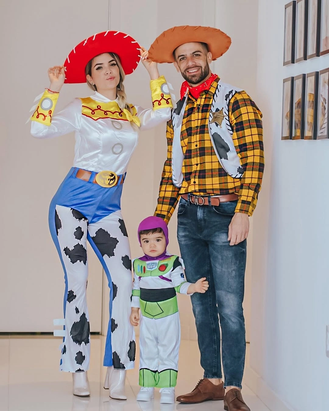 Cowgirl and space ranger family Halloween costume pairing