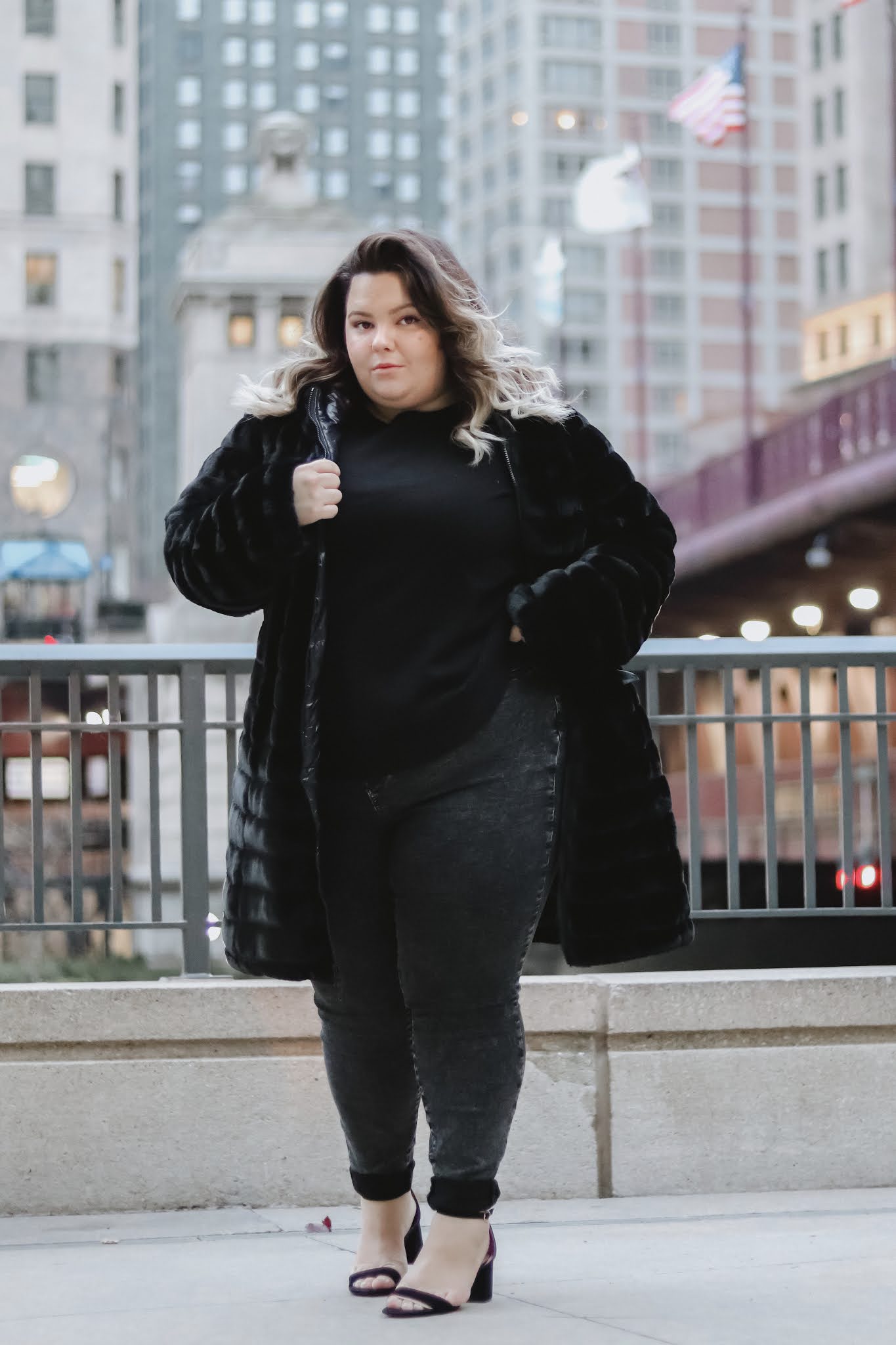 Voluminous Faux Fur Coat Elevates All-Black Winter Look Voluminous Faux Fur Coat Elevates All-Black Winter Look — Winter Outfits for Plus Size Women