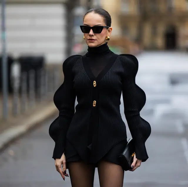 Structured Jacket with Puffed Sleeves for Evening Flair — Winter Going Out Outfits