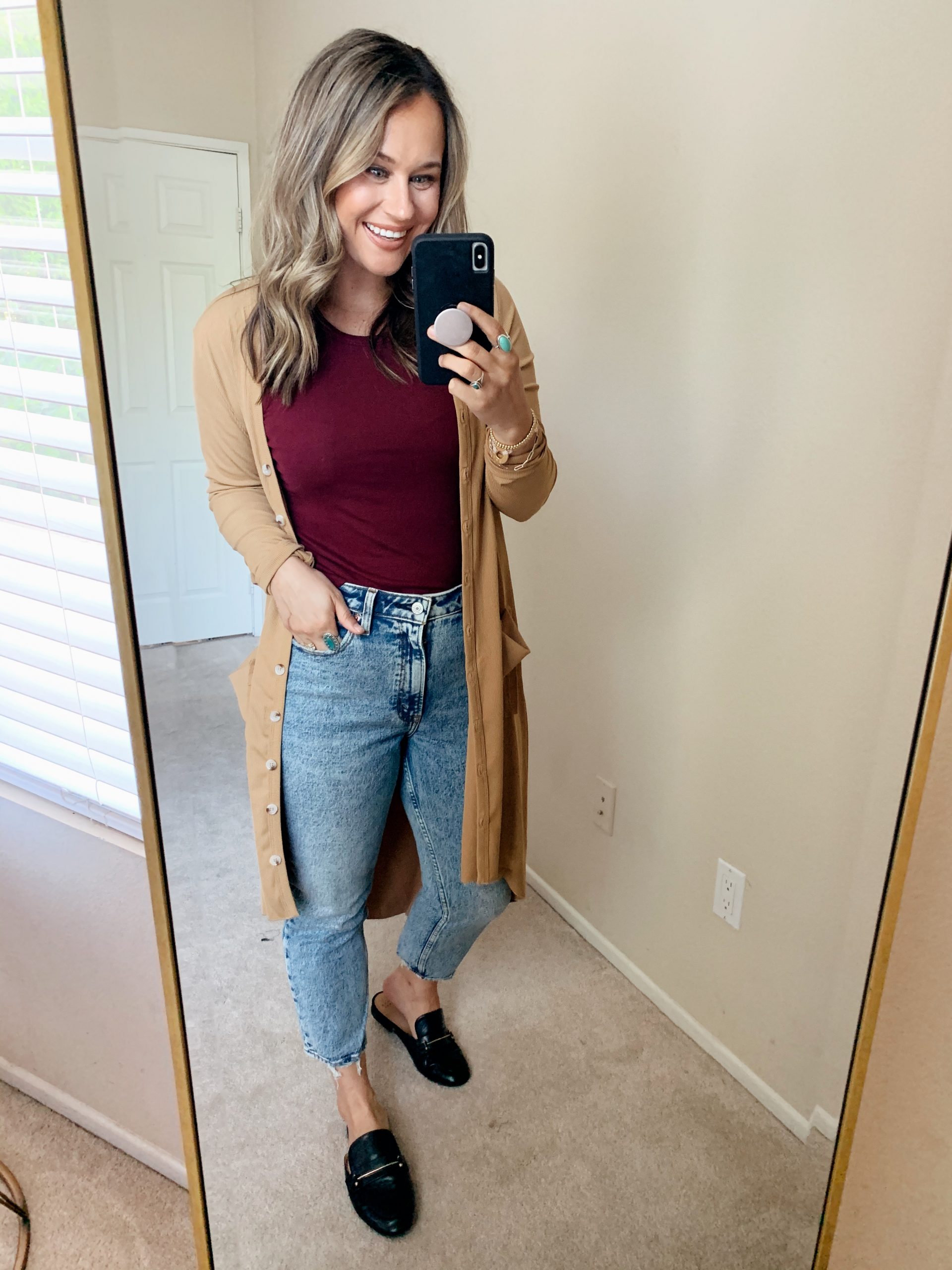 Longline Cardigan with Ribbed Top and Jeans for School Longline Cardigan with Ribbed Top and Jeans for School — Winter School Outfits