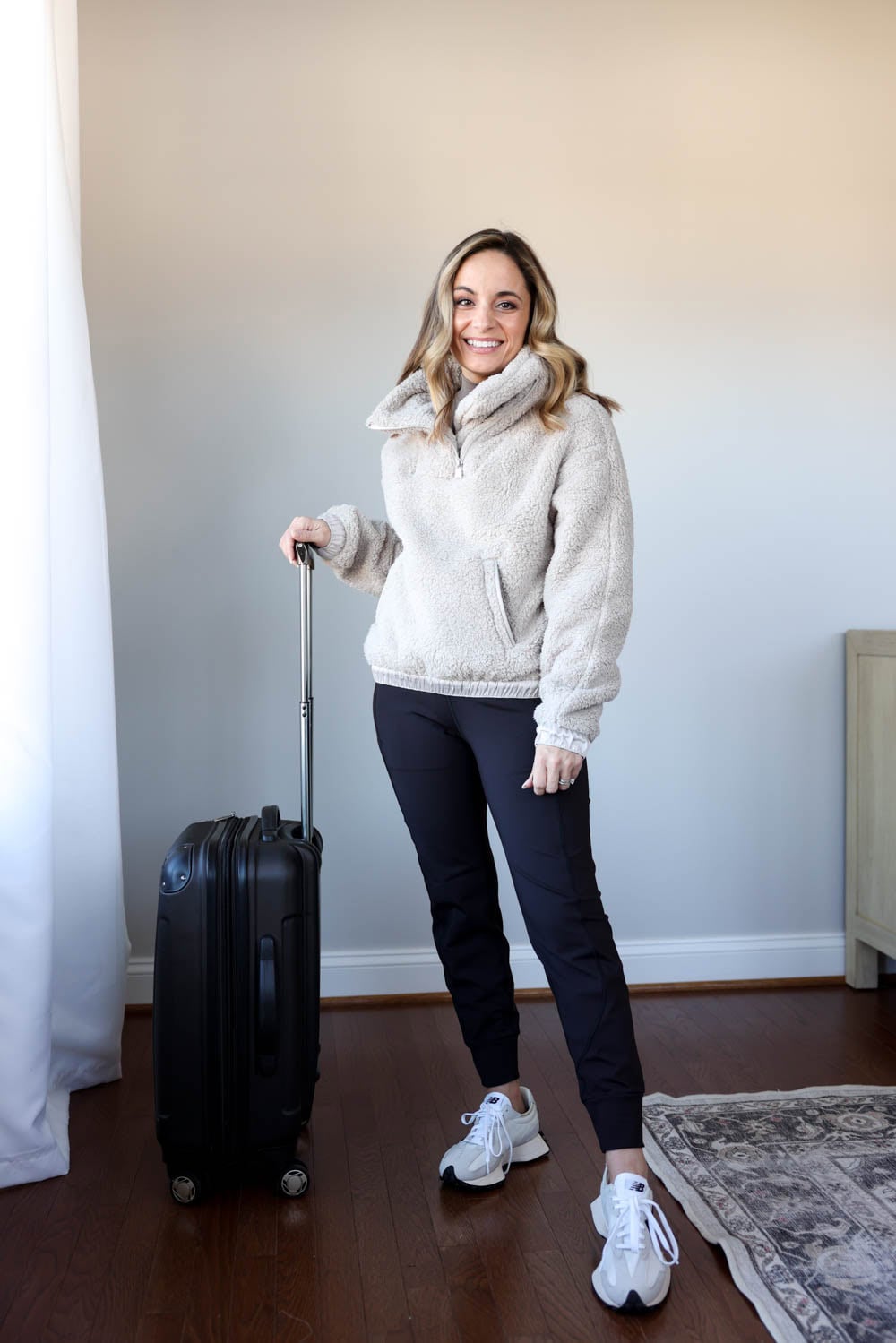 Cream Duffle Coat and Beanie for a Casual Winter Trip — Winter Travel Outfits