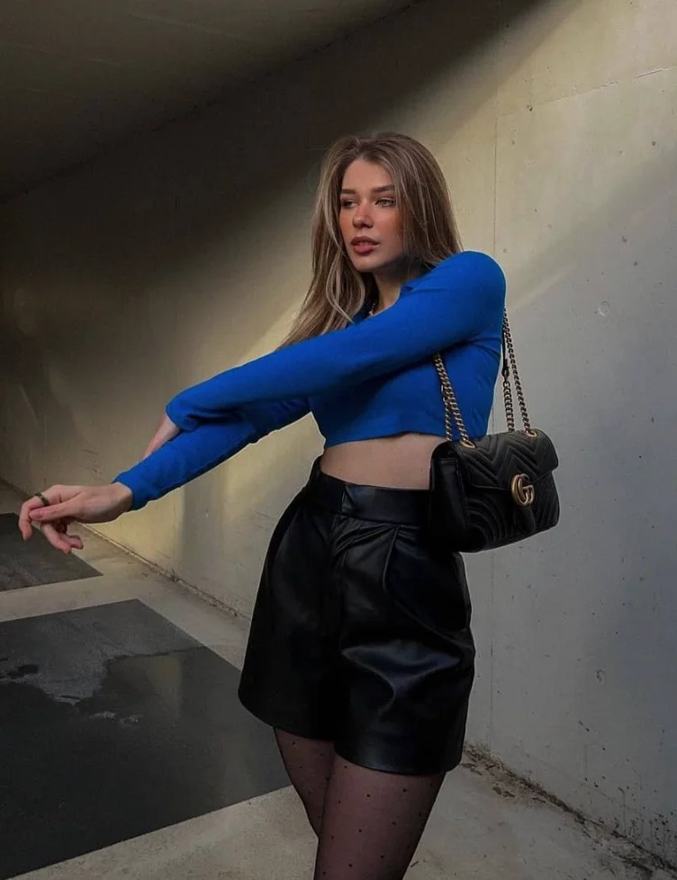 Faux Leather Shorts: Baddie Night Out Ensemble Faux Leather Shorts: Baddie Night Out Ensemble — Baddie Winter Outfits