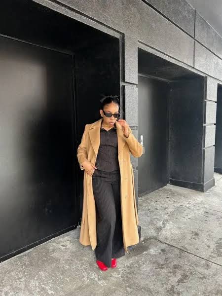 Bold Accent: Camel Coat with Red Heels Bold Accent: Camel Coat with Red Heels — Baddie Winter Outfits