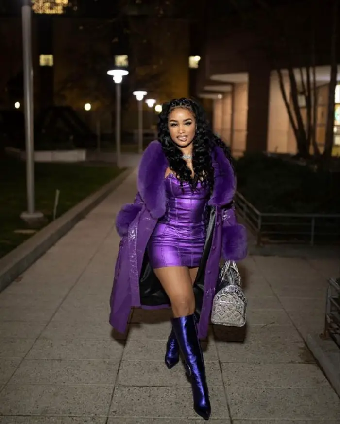 Glamorous Statement: Patent Leather Set with Fur Trim Glamorous Statement: Patent Leather Set with Fur Trim — Baddie Winter Outfits