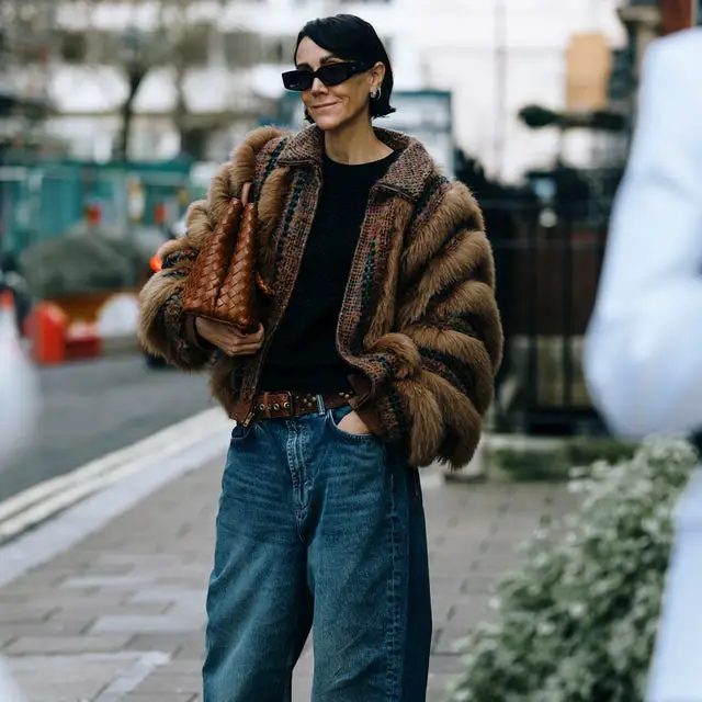 Faux Fur Bomber Jacket with Wide-Leg Denim Faux Fur Bomber Jacket with Wide-Leg Denim — Boho Winter Outfits