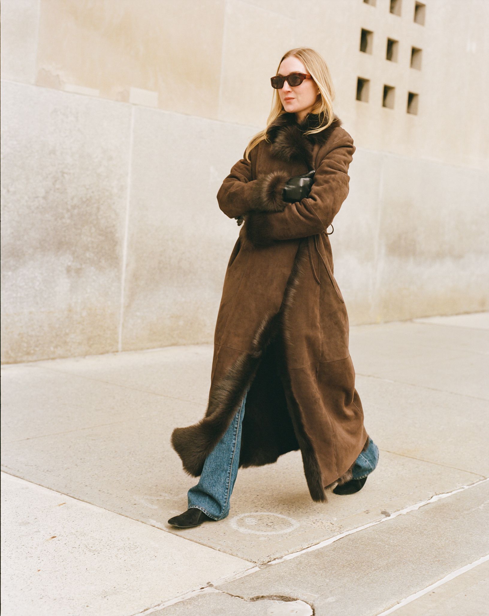 Maxi Suede Coat with Fur Trim: Luxurious Western Outerwear — Western Winter Outfits