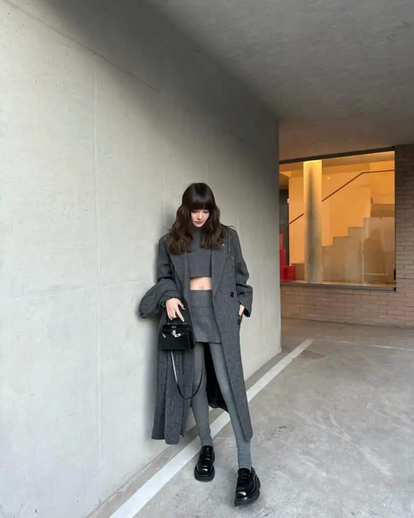 Monochromatic Grey Wool Coat and Knit Set Monochromatic Grey Wool Coat and Knit Set — Korean Winter Outfits
