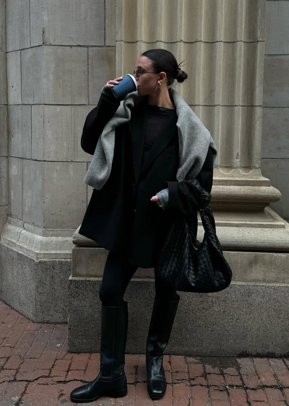 Outfit Idea — A Black Long-Sleeve Top — Winter Boots Outfits