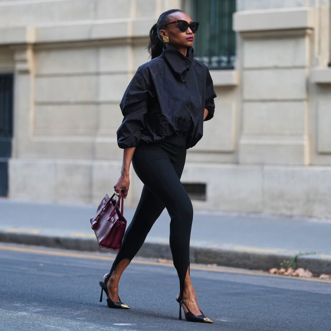 Fashion-Forward Black Leggings with Cropped Jacket and Heels Fashion-Forward Black Leggings with Cropped Jacket and Heels — Winter Outfits with Leggings
